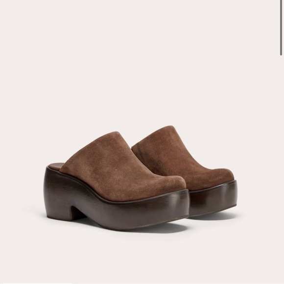 Everlane Shoes - NEW Everlane Dark Umber Brown Suede Wooden Puffa Platform Clog 7